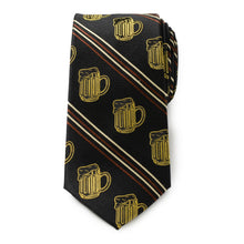 Load image into Gallery viewer, Beer Aficionado Black Striped Mens Tie