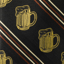 Load image into Gallery viewer, Beer Aficionado Black Striped Mens Tie