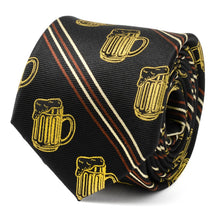 Load image into Gallery viewer, Beer Aficionado Black Striped Mens Tie