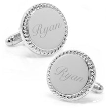 Load image into Gallery viewer, Stainless Steel Rope Border Round Engravable Cufflinks