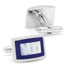 Load image into Gallery viewer, Mother of Pearl and Lapis Blue Key Cufflinks