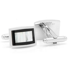 Load image into Gallery viewer, Onyx and Mother of Pearl Key Cufflinks