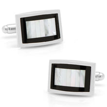 Load image into Gallery viewer, Onyx and Mother of Pearl Key Cufflinks
