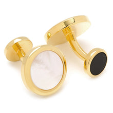 Load image into Gallery viewer, Double Sided Gold Mother of Pearl Round Beveled 5-Stud Set