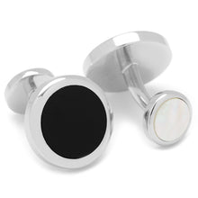 Load image into Gallery viewer, Double Sided Onyx Round Beveled Cufflinks