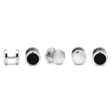 Load image into Gallery viewer, Double Sided Onyx and Mother of Pearl Round Beveled 5-Studs