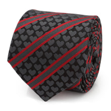 Load image into Gallery viewer, Black Heart Striped Men's Tie