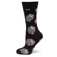 Load image into Gallery viewer, Sugar Skull Black Socks
