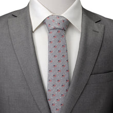 Load image into Gallery viewer, Light Gray Herringbone American Flag Men's Tie