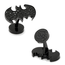 Load image into Gallery viewer, DC Batman Stainless Steel Black Pave Crystal Cufflinks