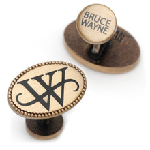 Load image into Gallery viewer, DC Batman Wayne Monogram Gold Cufflinks