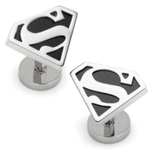 Load image into Gallery viewer, DC Superman Black Onyx Stainless Steel Cufflinks