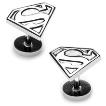 Load image into Gallery viewer, DC Superman Shield Silver Cufflinks