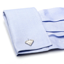 Load image into Gallery viewer, DC Superman Shield Silver Cufflinks