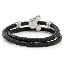 Load image into Gallery viewer, Disney Mickey Silhouette Black Double Wrapped Leather Bracelet