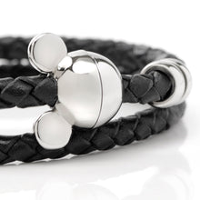 Load image into Gallery viewer, Disney Mickey Silhouette Black Double Wrapped Leather Bracelet
