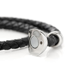 Load image into Gallery viewer, Disney Mickey Silhouette Black Double Wrapped Leather Bracelet
