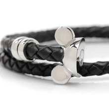 Load image into Gallery viewer, Disney Mickey Silhouette Black Double Wrapped Leather Bracelet