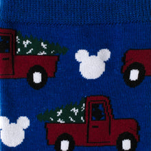 Load image into Gallery viewer, Disney Mickey Mouse Holiday Truck Navy Socks and Blue Lapel Pin Gift Set