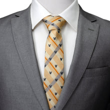 Load image into Gallery viewer, Disney Mickey Mouse Silhouette Tan Plaid Tie