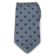 Load image into Gallery viewer, Disney Mickey Mouse Silhouette Blue Herringbone Men's Tie
