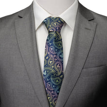 Load image into Gallery viewer, Disney Mickey Mouse Silhouette Iridescent Paisley Navy Tie