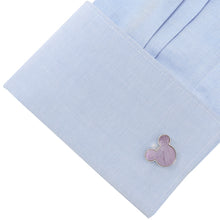 Load image into Gallery viewer, Disney Mickey Mouse Silhouette Lavender Mother of Pearl Sterling Silver Cufflinks
