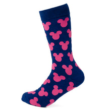Load image into Gallery viewer, Disney Mickey Mouse Silhouette Pink Sock and Mickey Blue Lapel Pin Gift Set
