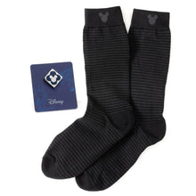 Load image into Gallery viewer, Disney Mickey Mouse Silhouette Stripe Sock and Mickey Blue Lapel Pin Gift Set