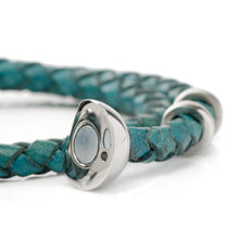 Load image into Gallery viewer, Disney Mickey Mouse Silhouette Teal Leather Wrap Bracelet