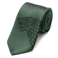Load image into Gallery viewer, Game of Thrones Stark Direwolf Green Men's Tie