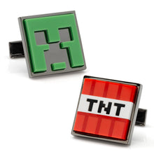 Load image into Gallery viewer, Minecraft Creeper and TNT Gunmetal Cufflinks
