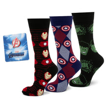 Load image into Gallery viewer, Marvel Avengers Favorites 3 Pair Socks and Lapel Pin Gift Set