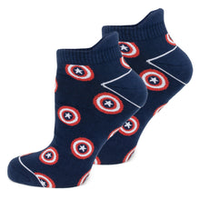 Load image into Gallery viewer, Marvel Captain America Ankle Socks 3-Pack and Lapel Pin Gift Set