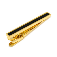 Load image into Gallery viewer, Gold and Onyx Inlaid Tie Clip