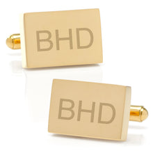 Load image into Gallery viewer, Stainless Steel Gold Plated Block Engravable Cufflinks