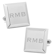 Load image into Gallery viewer, Stainless Steel Beveled Edge Engravable Square Cufflinks