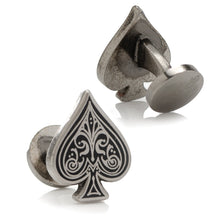 Load image into Gallery viewer, Ace of Spades Antique Silver Cufflinks