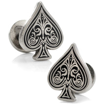 Load image into Gallery viewer, Ace of Spades Antique Silver Cufflinks