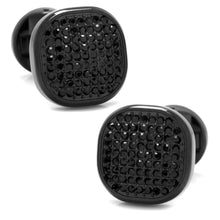Load image into Gallery viewer, Black Stainless Steel Black Crystal Cufflink and 5-Stud Set