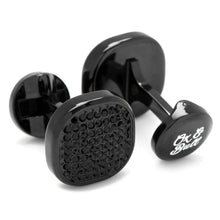 Load image into Gallery viewer, Black Stainless Steel Black Crystal Cufflink and 5-Stud Set