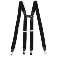Load image into Gallery viewer, Black Leather/Silver Clip X Back Suspenders