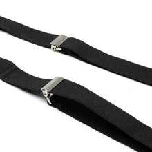 Load image into Gallery viewer, Black Leather/Silver Clip X Back Suspenders