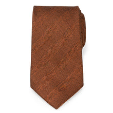 Load image into Gallery viewer, Burnt Sienna Tweed Striped Linen Men's Tie