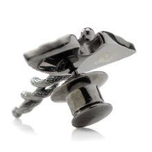 Load image into Gallery viewer, Caduceus Pave Gunmetal Lapel Pin
