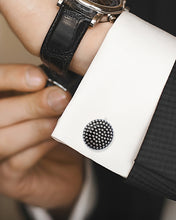 Load image into Gallery viewer, Silver Circle Dot Texture Cufflinks
