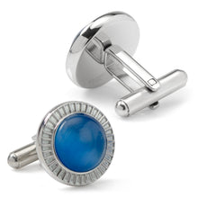 Load image into Gallery viewer, Radiant Blue Catseye Stainless Steel Cufflinks