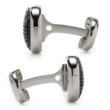 Load image into Gallery viewer, Stainless Steel Black Pave Crystal Cufflinks