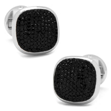 Load image into Gallery viewer, Stainless Steel Black Pave Crystal Cufflinks