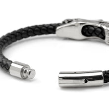Load image into Gallery viewer, Dragon Head Braided Black Leather Bracelet with Magnetic Closure